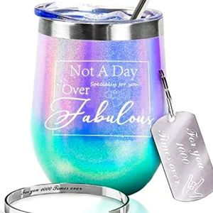 Vacuum Insulated Glitter Wine Tumbler with free Keychain and Bracelet!